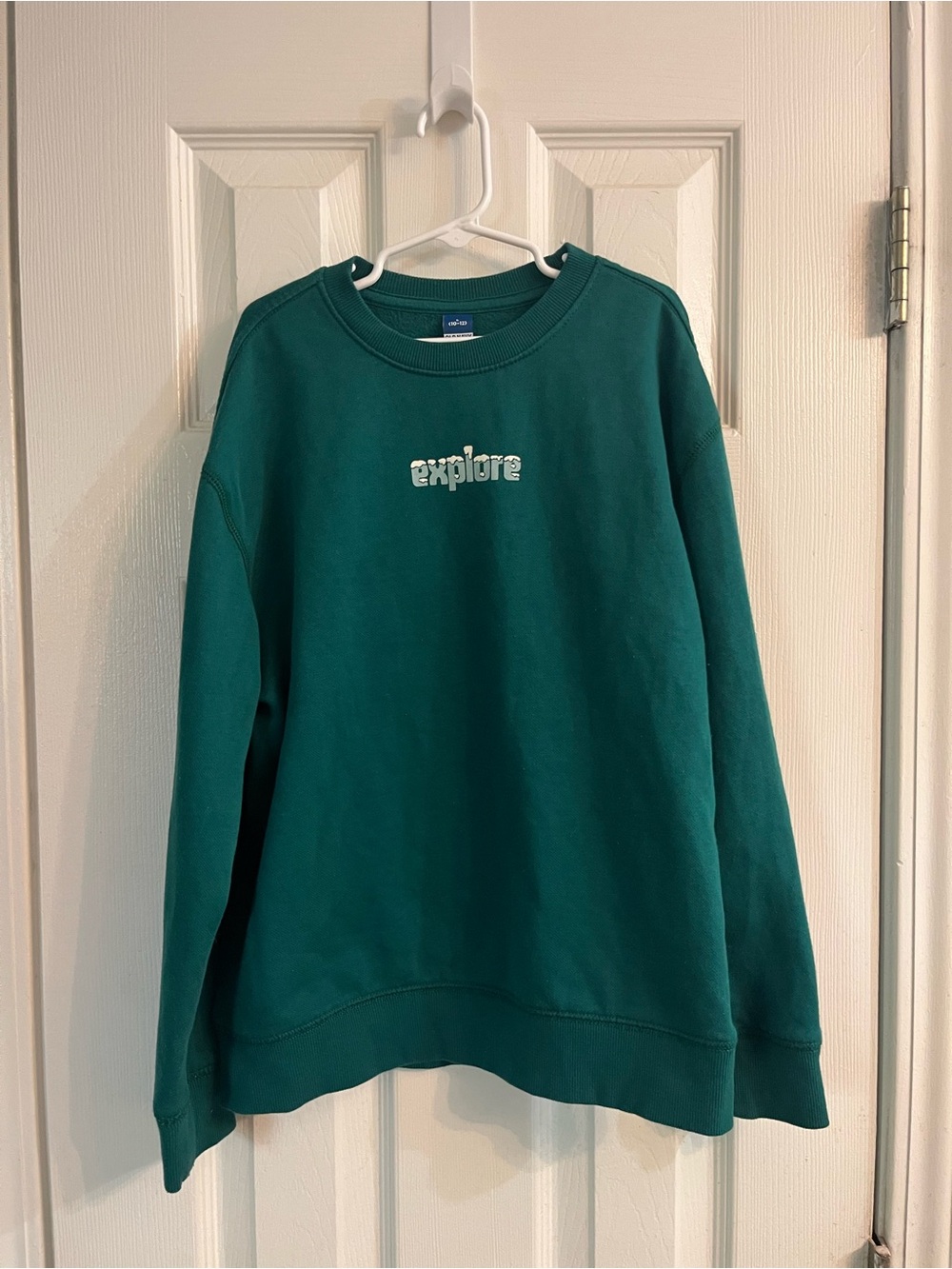 Old Navy Green 'Explore' Crewneck Sweatshirt Kids Boys Size Large (10-12)
